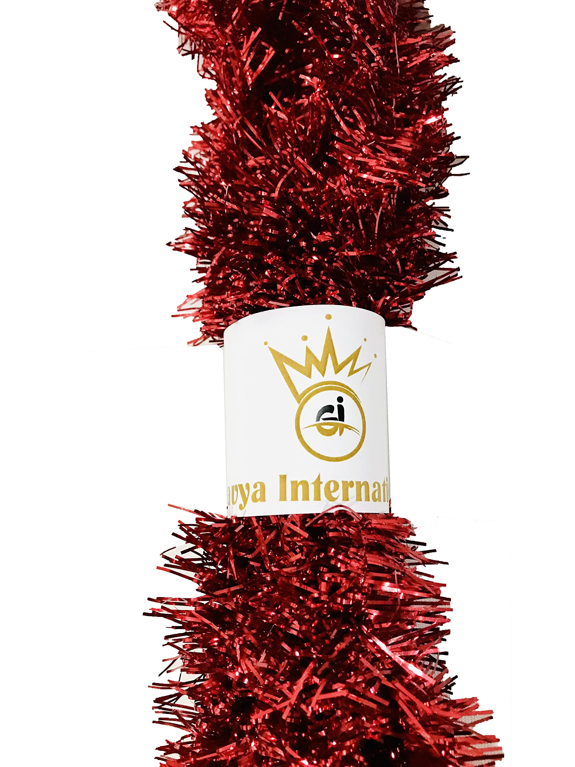 Red Christmas Tinsel Garland Xmas Metallic Tinsel Twist Garland Glitter Christmas Tree Hanging Wreath Decor for Staircase Railing Banister Indoor Outdoor Ornament 28 Feet 5 Pieces