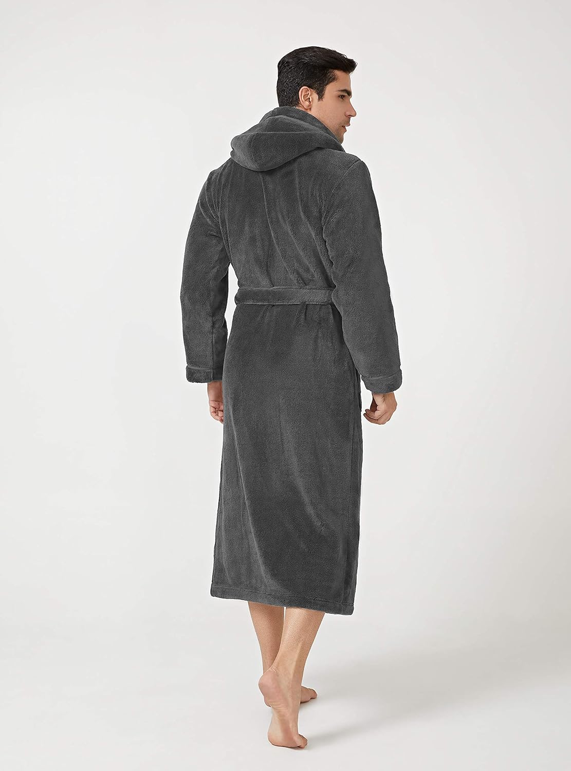 DAVID ARCHY Men's Soft Fleece Plush Robe Full Length Long Bathrobe: Clothing