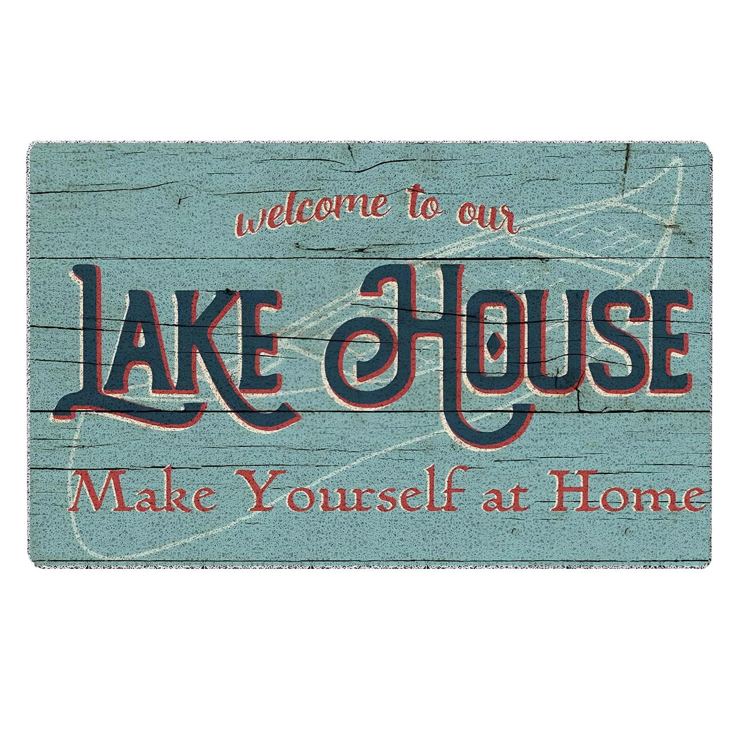 Photo 1 of Qabliqo Lake House Decor Door Mat - Lake Welcome Mats Outdoor Entrance, Lakes House Decor for The Home, Lakes Decors Bath Mat, Welcome to Our Lake House Make Yourself Ar Home, 17x30 Inch