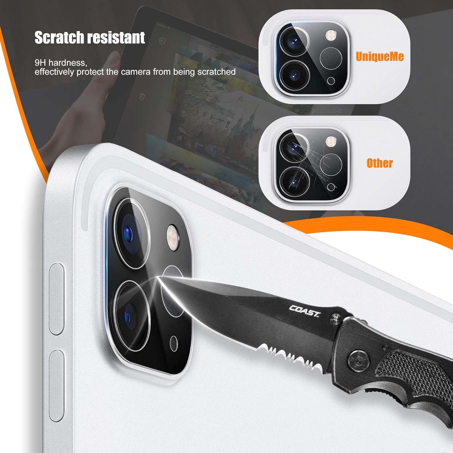 [ 1 Pack ]UniqueMe Camera Lens Protector for iPad Pro 12.9 (2020) Screen Protector Tempered Glass [Case-Friendly] Anti-Scratch Easy-Installation