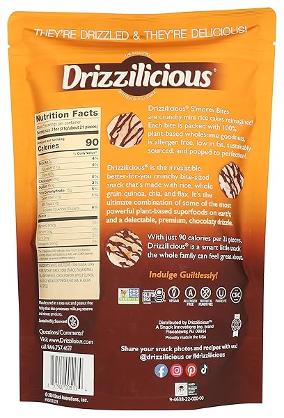 DRIZZILICIOUS S’MORE’S BITES MINI RICE CAKES, 4 OZ