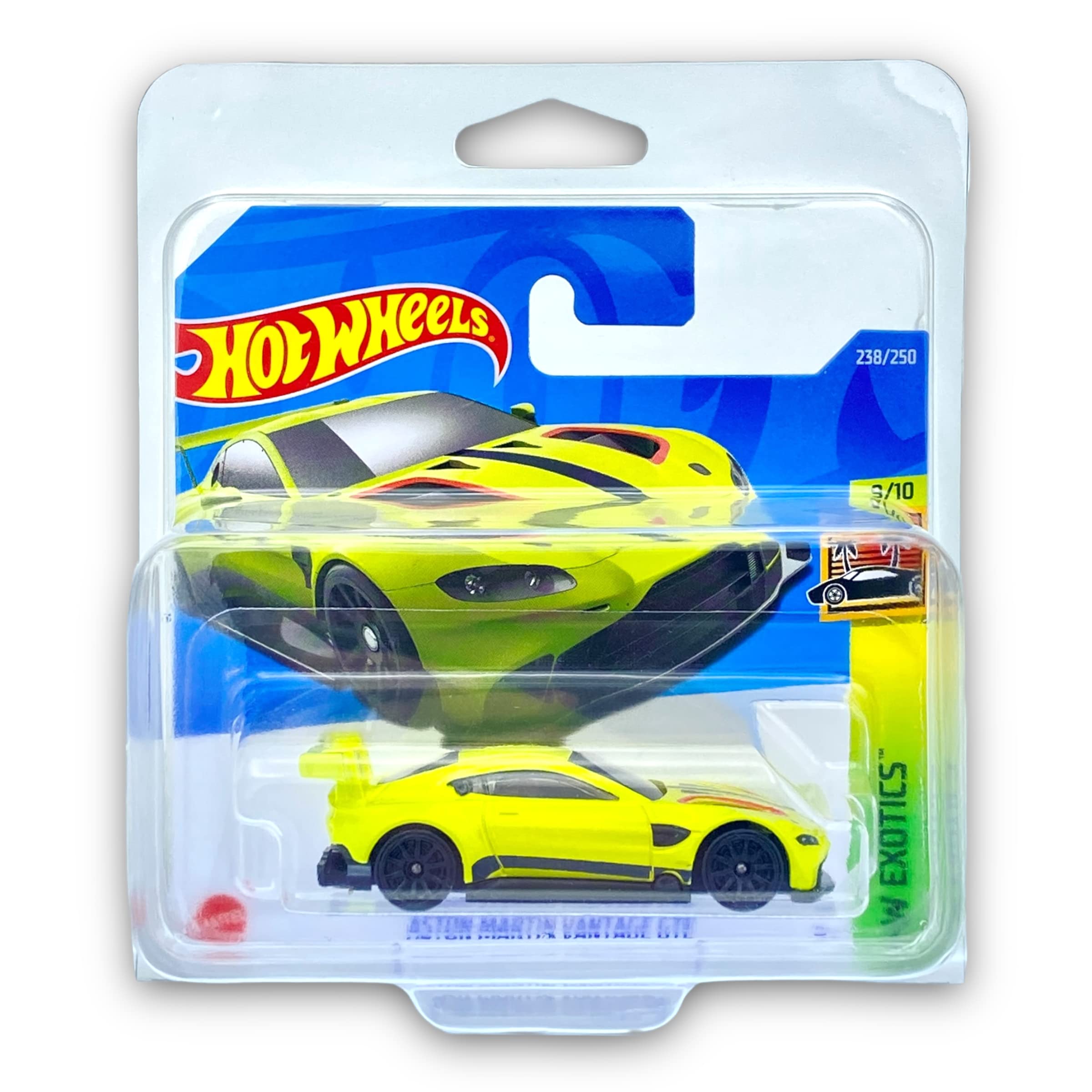Hot Wheels Aston Martin Vantage GTE (Lime Green) 9/10 HW Exotics 2022-238/250 (Short Card) - COMES IN A KLAS CAR KEEPER PROTECTIVE COLLECTORS CASE - HCT19