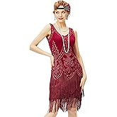 BABEYOND 1920s Flapper Dress Roaring 20s Great Gatsby Costume Dress Fringed Embellished Dress