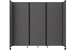 Versare Room Divider 360 Portable Wall Partition | Folding Panels | Large Freestanding Divider | Locking Wheels | Temporary Room Separator