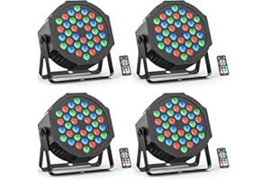 ZEMOJ 36LED Stage Lights RGB Par Light DMX Lighting Stage Uplights for Events Music Dances Shows Party Wedding Church School Christmas Club (4 Packs)