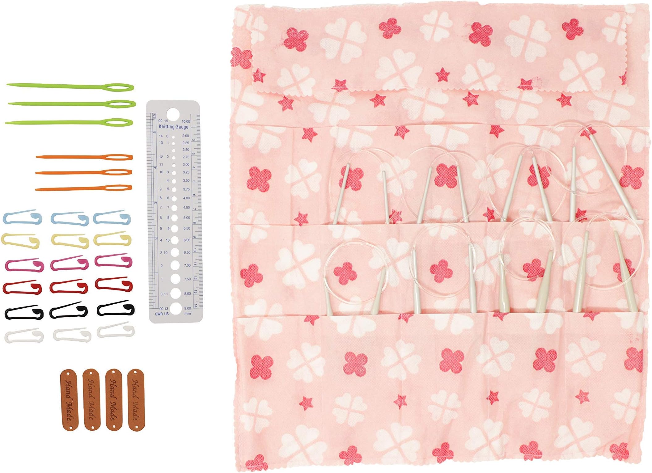 32-inch Aluminum Circular Knitting Needles Set of 8 with Three Bonus by KnitPal I Durable & Snag-Free Metal Circle Needles Kit | Great Knitters Gift (US Sizes 8,9,10,10.5,11,13,15,17) (32 Inches)