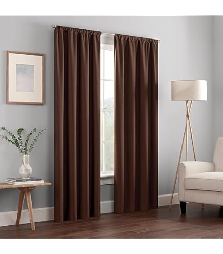 Cortina Opaca VCNY Home Con Diseño De Ramas, Panel De 40x63 Pulgadas, Color Marrón, Bloquea El 99% De Luz, Ahorro Energético