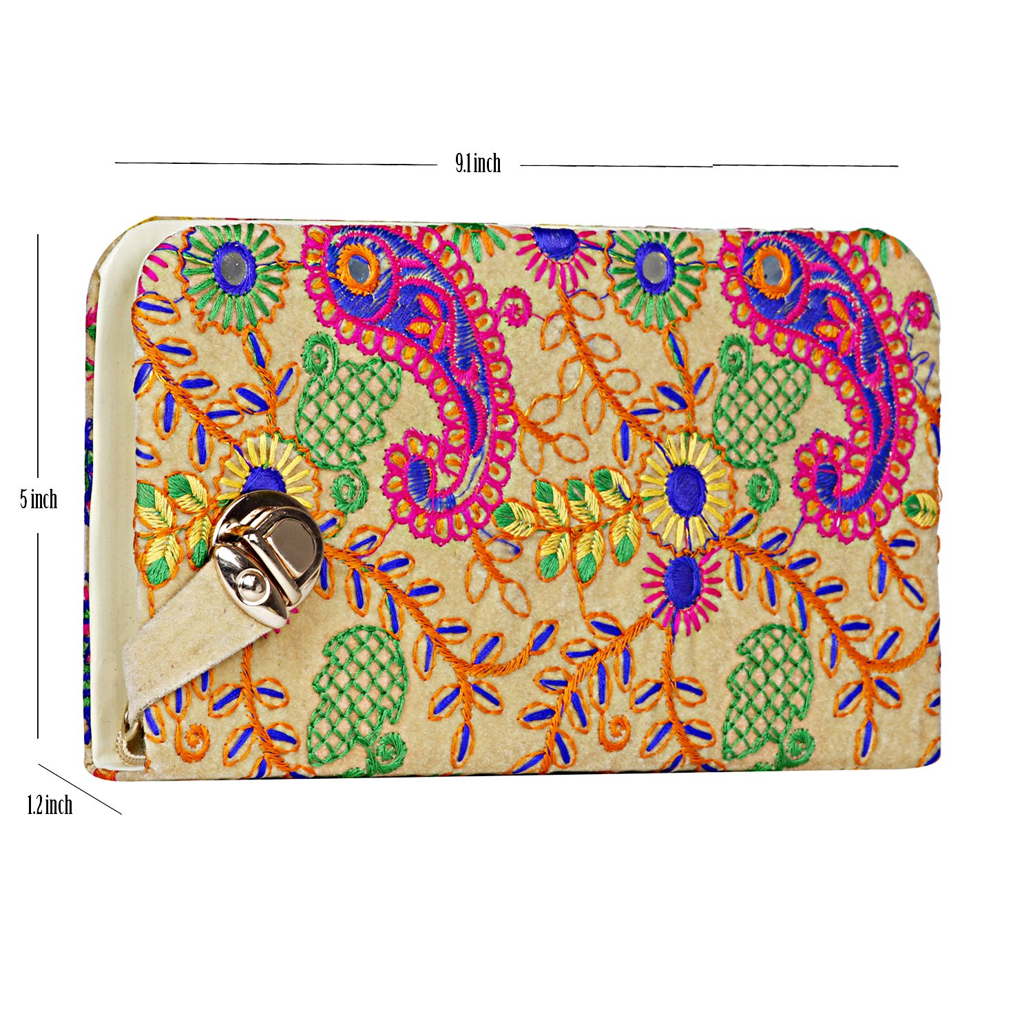 aadhunik libaas women's multicolor embroidery clutch