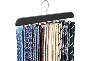 RESOVO Upgraded Tie Rack Hanger with 20 Foldable Metal Hooks, Space Saving Necktie Organizer for Men – Large Capacity Tie and
