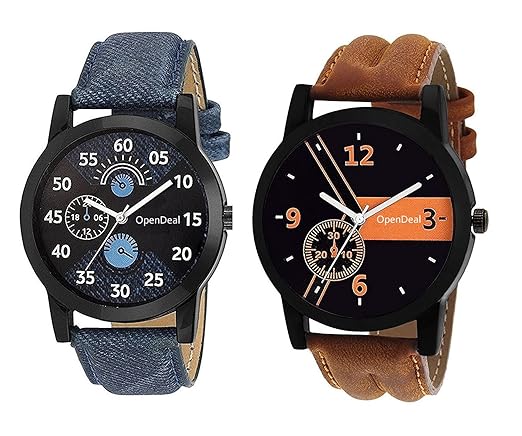 Analog Black Dial Mens Watch Combo(Set Of 2)