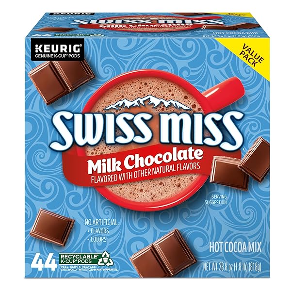 SWISS MISS MILK CHOCOLATE HOT COCOA, SINGLE-SERVE KEURIG K-CUP PODS, HOT CHOCOLATE, 44 COUNT