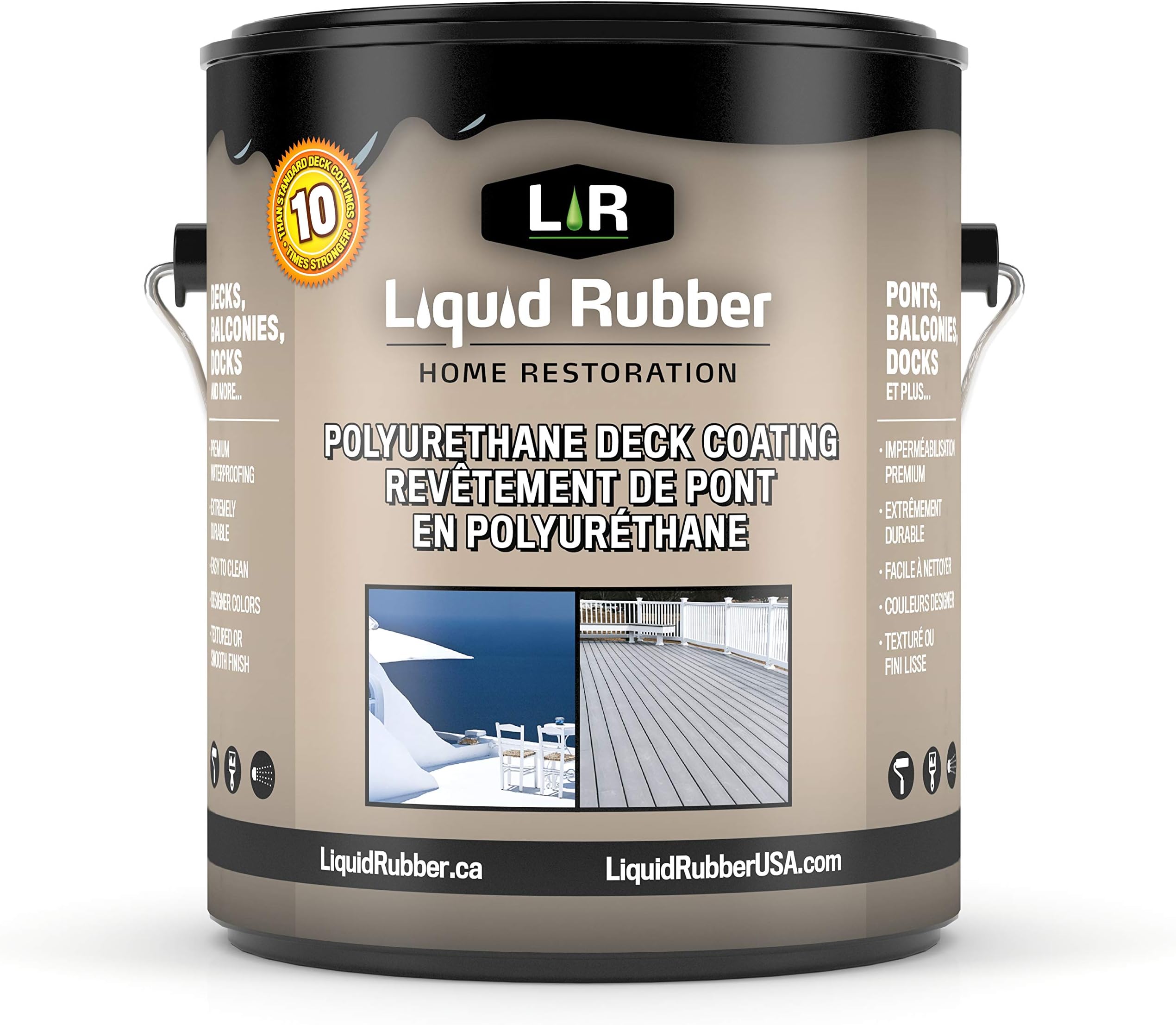 Liquid Rubber Smooth Polyurethane Deck and Dock Coating - Easy to Apply - UV Resistant Sealant - Indoor/Outdoor Use - Sienna, 1 Gallon
