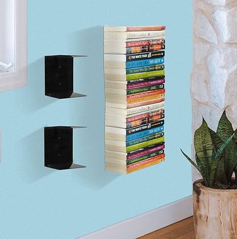 APPUCOCO Book Shelf Wall Mounted Heavy Duty Metal Invisible Book Shelves (Made in India) with