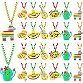 KeeStar 24 Pack Mexican Figure Necklace Party Favors for Mexican Fiesta Themed Party , Cinco De Mayo Decorations, Baby Shower, Birthday, School Carnival Rewards, Photography Props, Classroom Prize