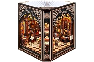 NOOKMASTER Book Nook Kit with Nightlight – Type-C and Battery Powered DIY Bookshelf Decor, Perfect for Home and Office Gift（Classical Library）