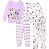Disney girls 4-piece Snug-fit Cotton Pajama Set, Soft & Cute for Kids