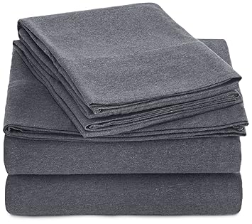 Amazon.com: AmazonBasics Heather Jersey Sheet Set - Queen, Dark ...