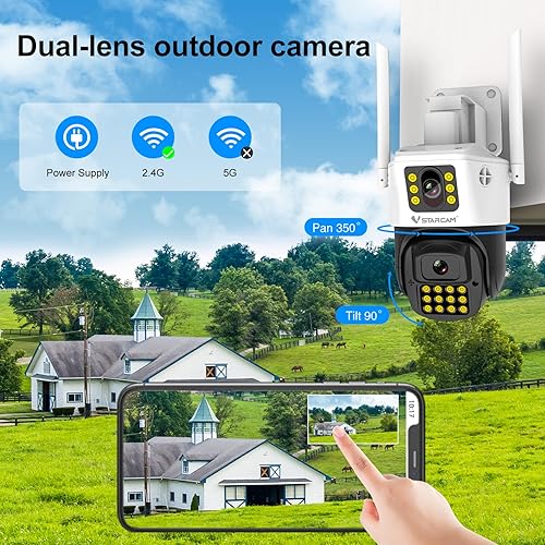 VSTARCAM 2MP Dual Lens Security Camera Outdoor, WiFi Motion