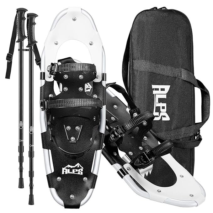 ALPS Hiking Snowshoes Set with Pair Antishock Snowshoes Poles and
