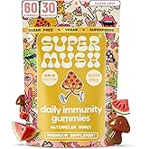 SuperMush Dr. G Daily Greens Gummies - Lion’s Mane, Spirulina, Chlorella, Ashwagandha, Prebiotics & Vitamins C, D, Zinc - Sugar Free Greens Gummies for Immunity, Gut Health & Radiance - Vegan 60 Ct