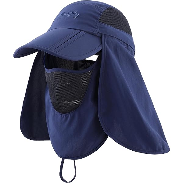 Sun Hat with Neck Flap, Detachable Visor Wide Brim UV Protection