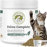 Organic Cat Vitamins, 4 oz, 37 Scoops, Essential Nutrients for Cats | Cat Multivitamin with Prebiotics, Probiotics for Immune Support, Skin Coat, Digestion, Heart &amp; Joint Health - Feline Complete
