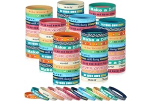 CHRORINE 120 Pcs Motivational Quote Silicone Bracelets Colored Inspirational Rubber Wristbands Unisex for Home Office Party F
