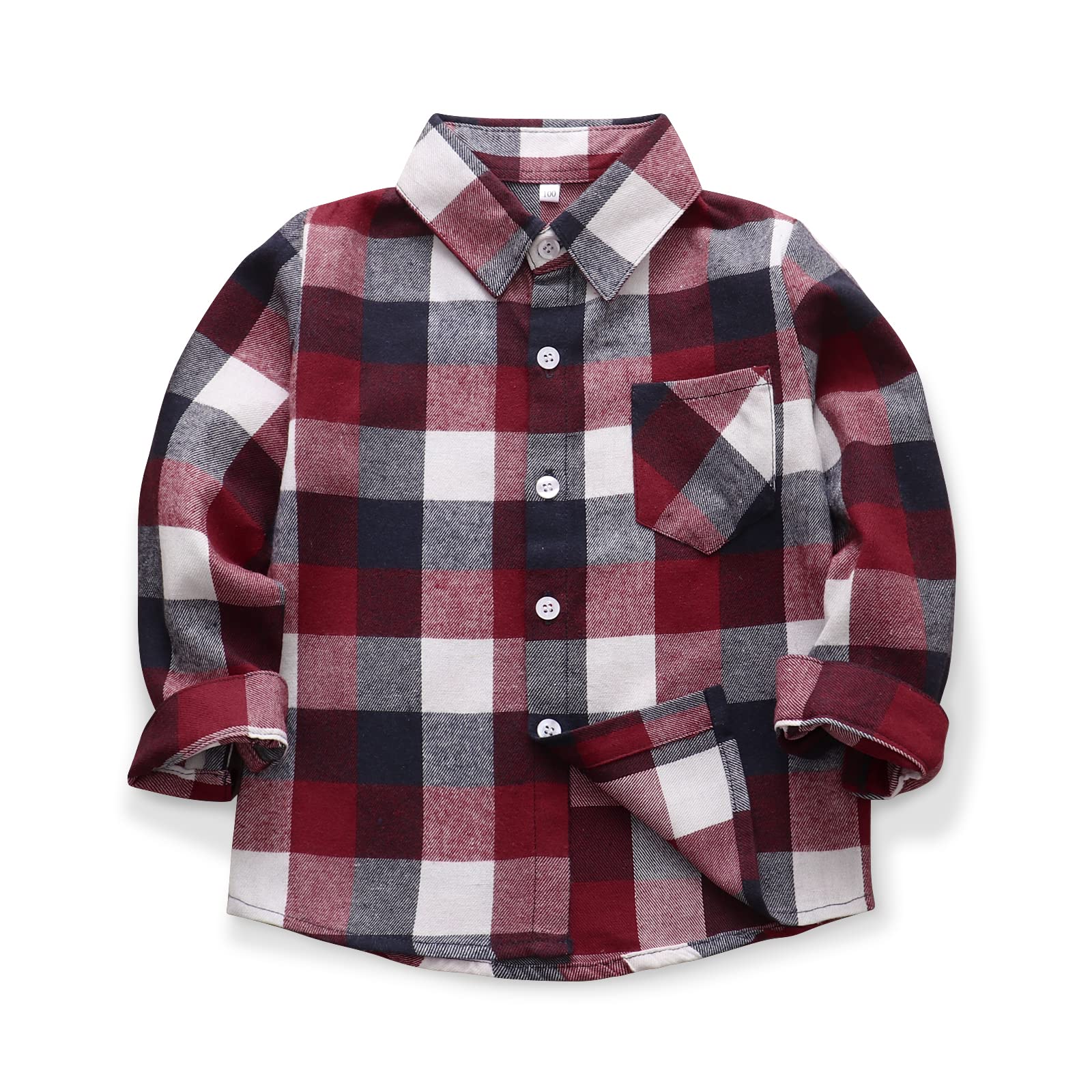 OCHENTA Toddler Boys' Girls Flannel Shirts, Long