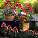 HELESIN Solar Flower Lights 2 Pack Red Rose Garden Stakes IP65 Waterproof view 3