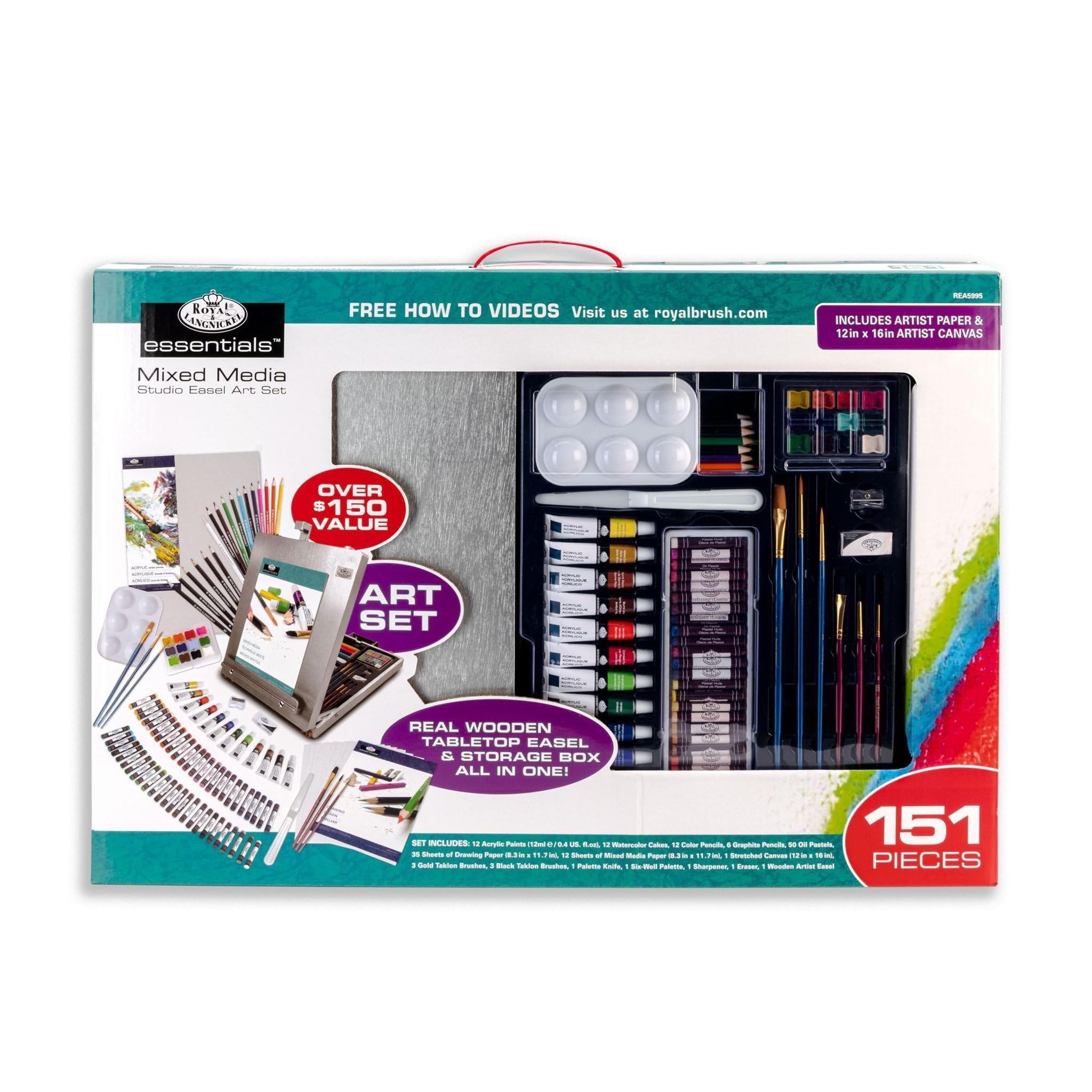 Royal & Langnickel Mixed Media Studio Easel Set 151 Pieces Multicolor REA5995