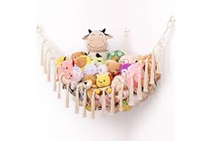 EXTRA LARGE Stuffed Animal Hammock for Jumbo Stuffed Animals, Toy Storage Net Boho Organizer Wall Decor Corner Hanging Holder