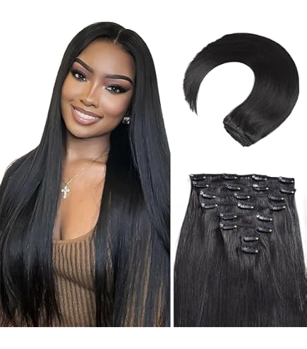 Amazon.com : Shake N Go 100% Human Hair Extension Clip In 7PCS