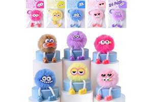 LinkCute Valentines Day Gifts for Kids - 24 Pack Valentine's Day Cards with Plush Keychains Bulk, Valentine Fuzzy Toys Gift f