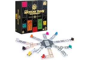 Spin Master Games Legacy Deluxe Mexican Train Dominoes, Classic Original Board Game Set Double-12 Dominoes with Sturdy Wood Case, for Kids and Adults Aged 8 and up