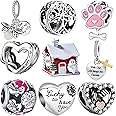 9 Pack Silver Spacer Beads Charms fit Pandora Bracelet CZ Pendant Set
