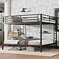HKOLIE King Over King Bunk Bed, Metal Bunk Bed Frame Heavy Duty Bunk Beds Loft Bed Frame with Ladder and Guardrail Metal Slats No Box Spring Required for Adults Teens