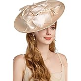 BABEYOND Derby Hats for Women - Fascinators Tea Party Hats Headband Wide Brim Fascinator Wedding Cocktail Flower Feathers