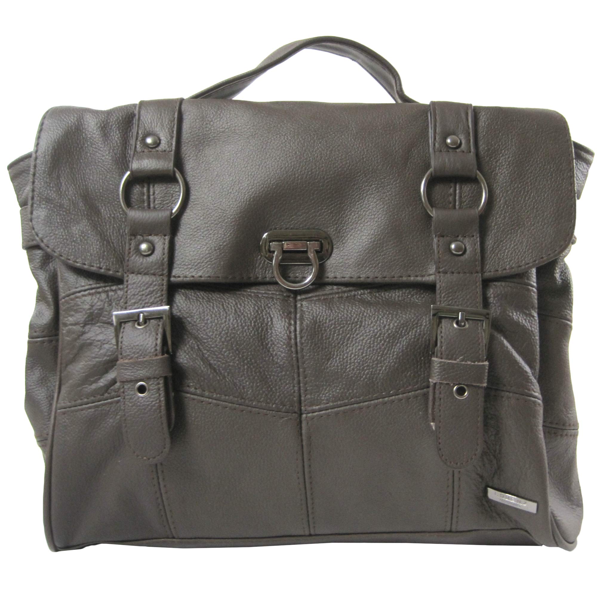 Womens Ladies Leather Work Shoulder Satchel Handbag (Black/Brown) (Black)