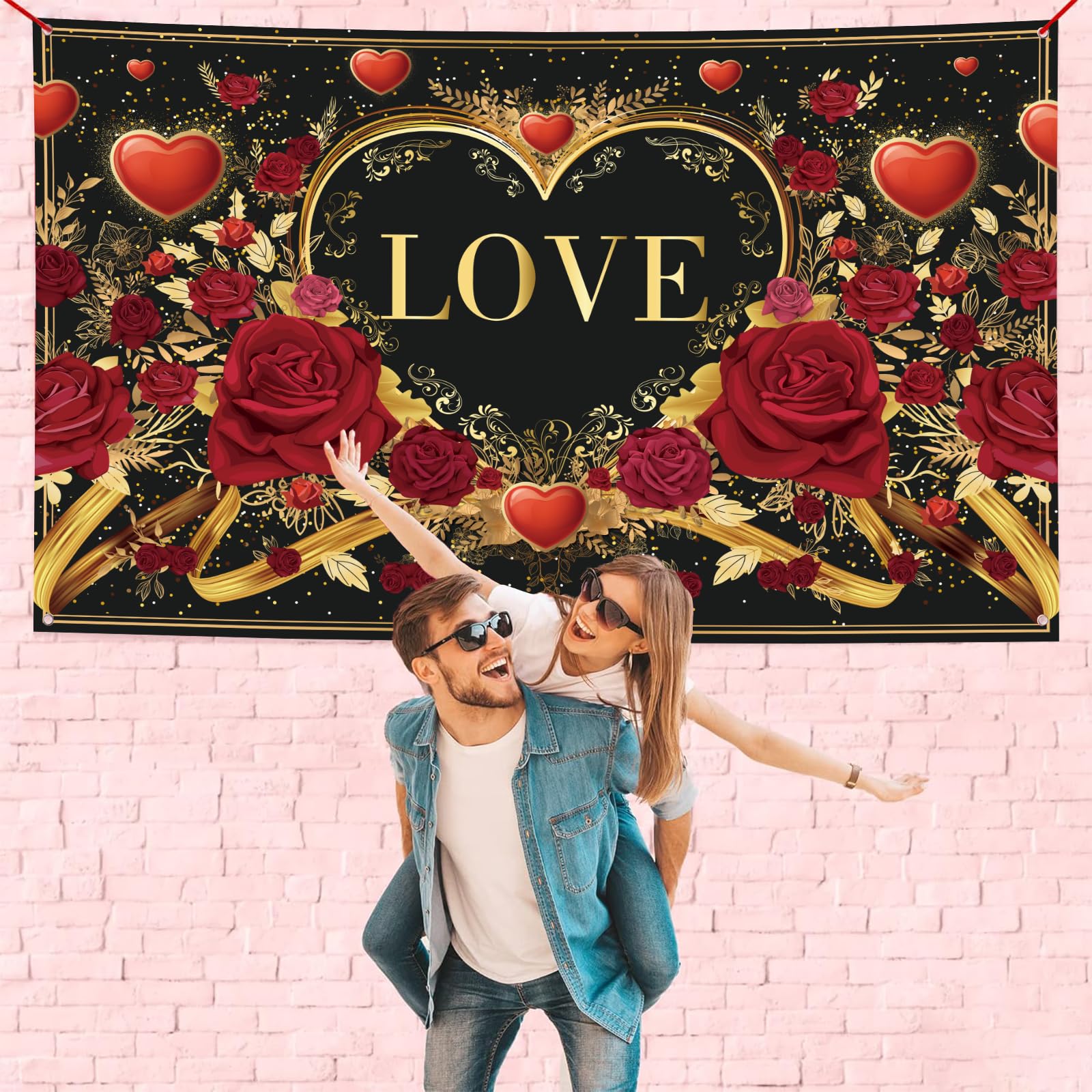 Valentines Day Decorations – Valentines Day Backdrop and Banner for Party, Office, Classroom, and Home Décor