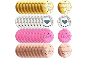 LLCHUNYUN 40Pcs Happy Valentine's Day Cupcake Toppers Valentines Day Acrylic Cake Disc Mirror Round Cake Engraved Topper Rose Red Topper Gold Siver Cake Toppers For Valentine's Day Decorations(round)