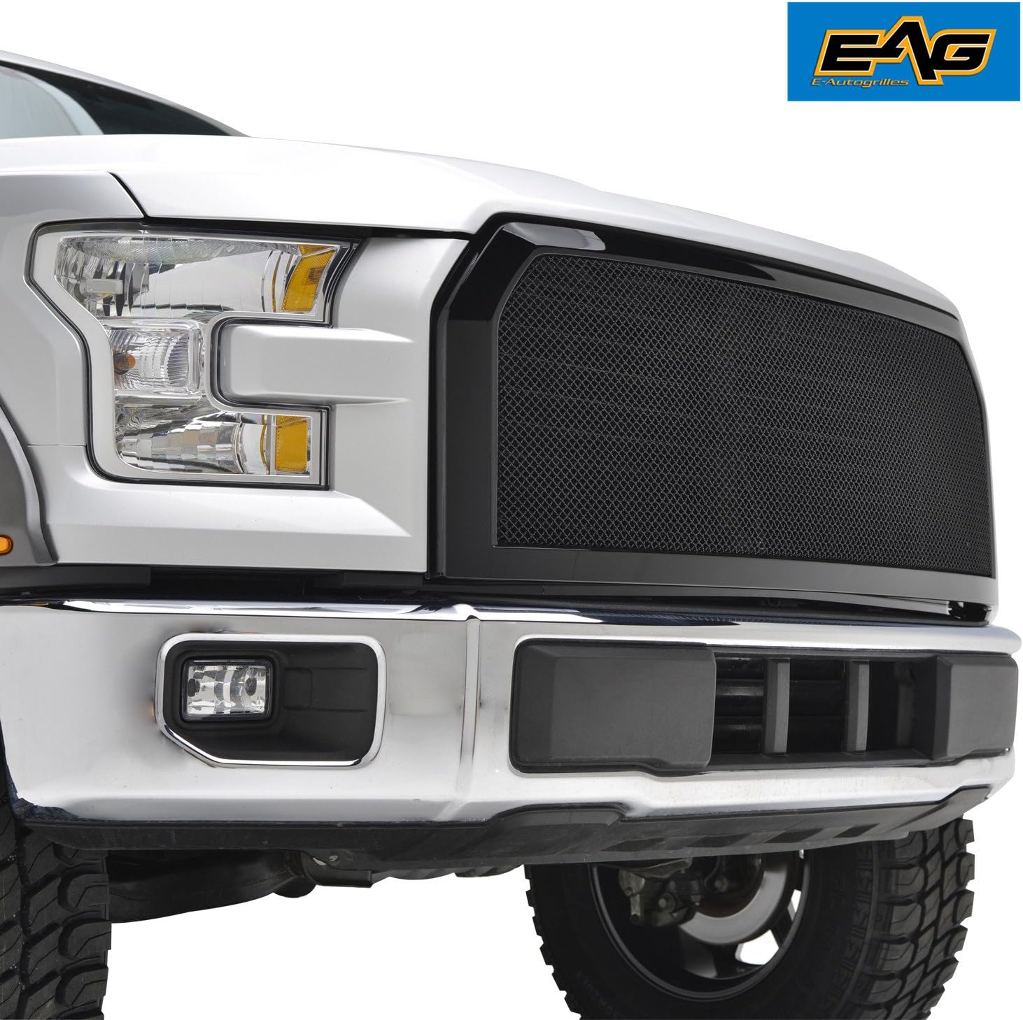 EAG Replacement Grille Black Stainless Steel Wire Mesh with ABS Shell Fit for 15-17 F150