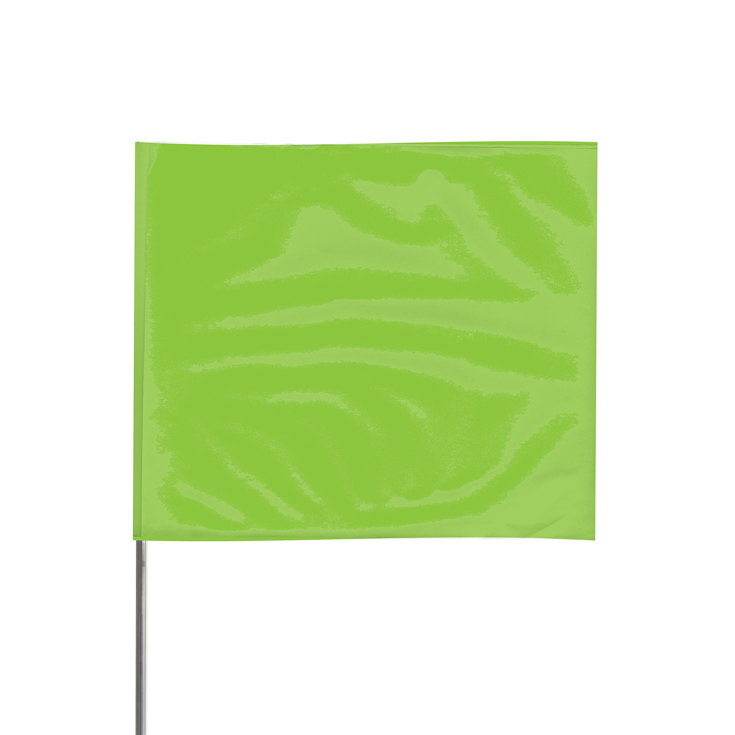 Presco 15 in. Steel Wire Staff Marking Flags 2.5 in. x 3 in. Flag, 2 in. x 15 in. (Neon Lime) / 12-flags