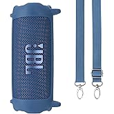 Lebakort Silicone Cover Compatible with JBL Flip 7 Waterproof Portable Speaker (Blue Cover)