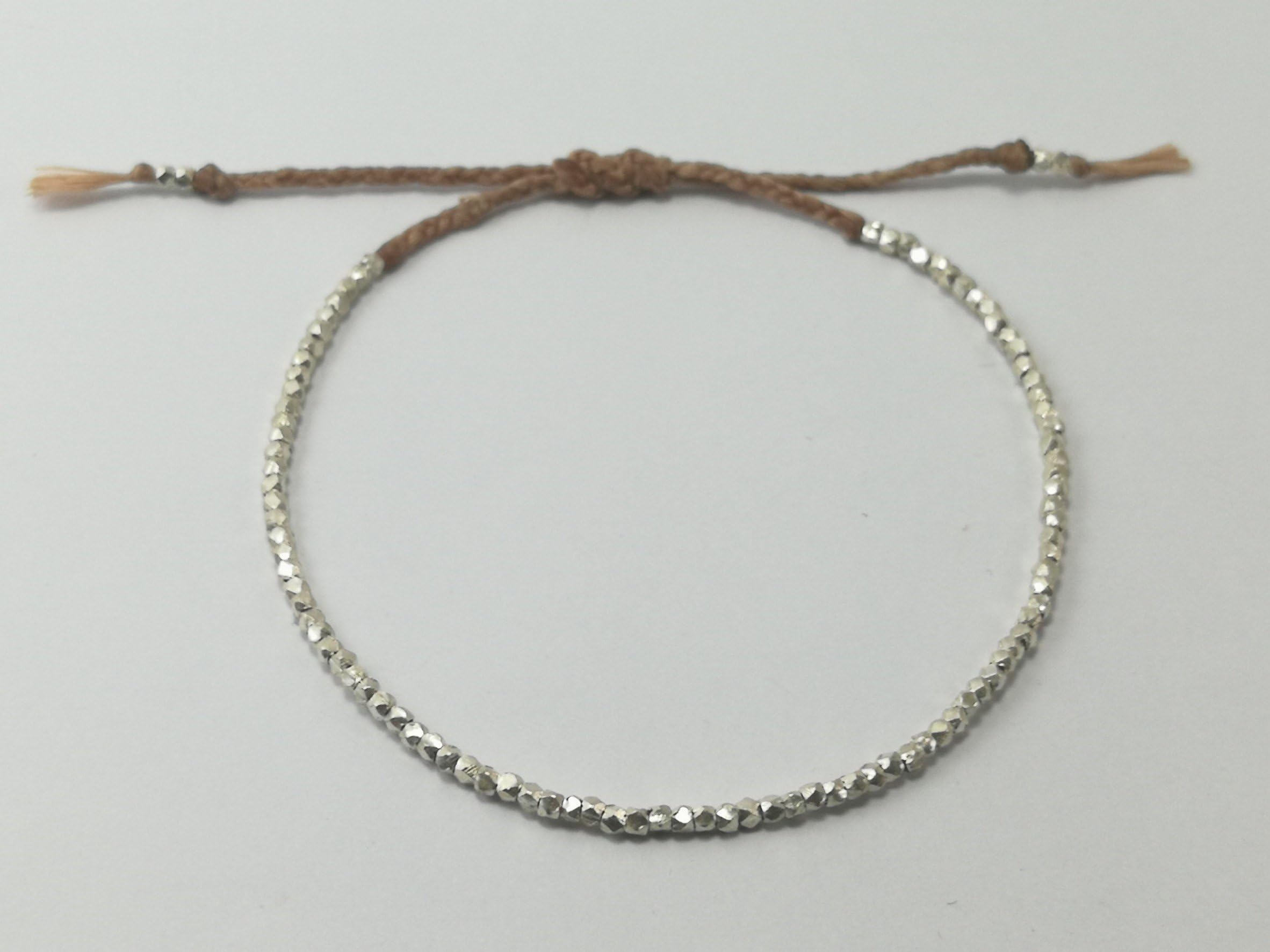 Karen hill silver Waxed Cord Bracelet,925 sterling silver Beads,Friendship Bracelet,Woven Bracelet, Adjustable Bracelet,Macrame Bracelet,Braided Bracelet