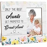 HODODAN Great Aunt Baby Announcement Picture Frame Gifts for Aunt, Only The Best Aunts Get Promoted To Great Aunt Wooden Picture Frames, 4x6 inch Photo