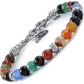 10:10 Beaded Bracelet for Men and Women – Natural Agate Multicolor Gemstones and Stainless Steel – Adjustable & Durable & Elegant – Made in Italy