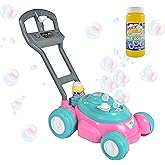 Sunny Days Entertainment Maxx Bubbles Deluxe Bubble Lawn Mower Toy – Includes 4oz Bubble Solution | Outdoor Bubble Machine for Kids | Easy to Use, No Batteries Required | Amazon Exclusive, Pink