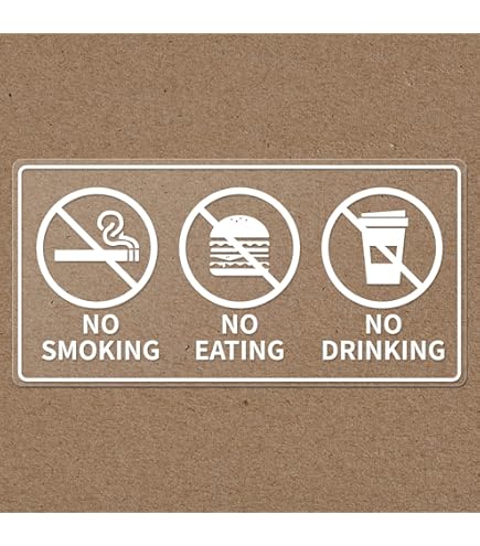 No Food Or Drinks In This Vehicle | 2 Small Self Adhesive No Food Or Drink Sticker Sign For Car | Glossy Permanent Vinyl Signs