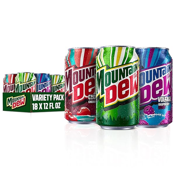 MOUNTAIN DEW 3 FLAVOR CORE VARIETY PACK (DEW, CODE RED, VOLTAGE), 12 FL OZ (PACK OF 18)