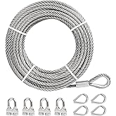 5/16 Stainless Steel Cable, Heavy-Duty 7x19 Wire Rope for Zip Line, Boat Lift, Winch & Deck Railing, 9000 lbs Breaking Strength, Marine-Grade Cable Line with Pre-Looped Ends (100 feet)